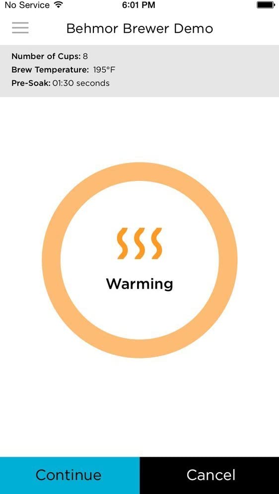 Behmor Connected Customizable Temperature Control Coffee Maker app