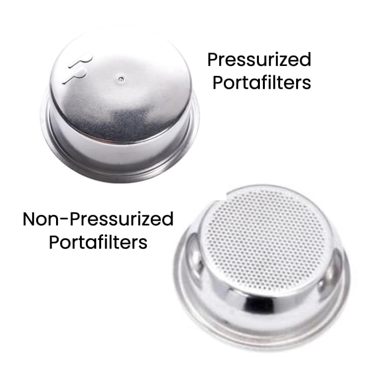 Pressurized versus a non-pressurized portafilter