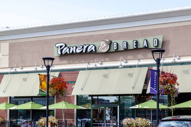 Buffalo, New York, USA- September 2, 2019: A Panera Bread restaurant in Buffalo, New York, USA. Panera Bread Company is an American chain store of bakery-café fast casual restaurants.